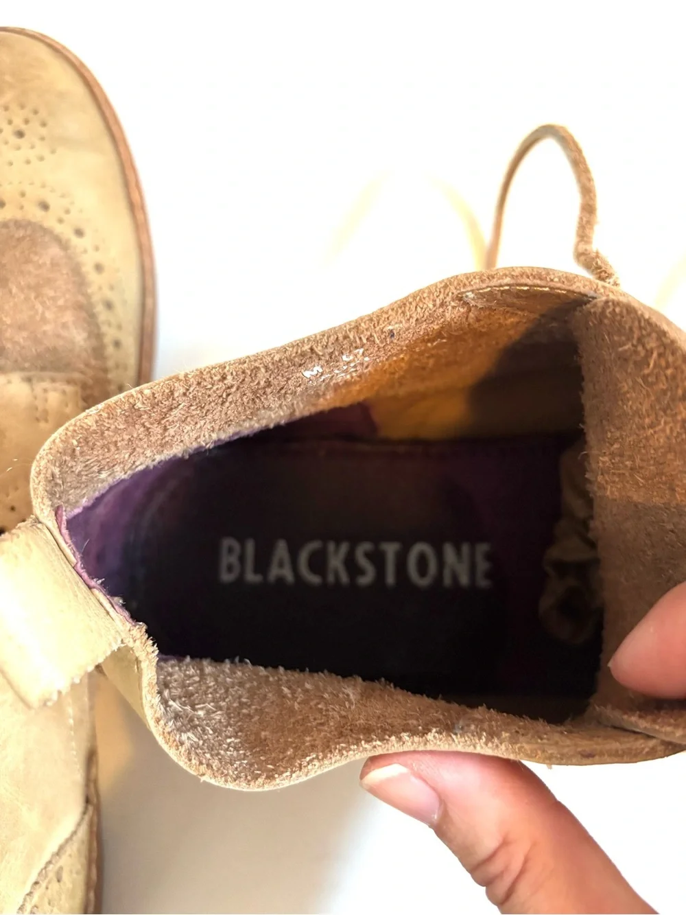 Men's Blackstone Taupe Tan Suede & Leather Wingtip Chukka Boots Size 44 or US 11